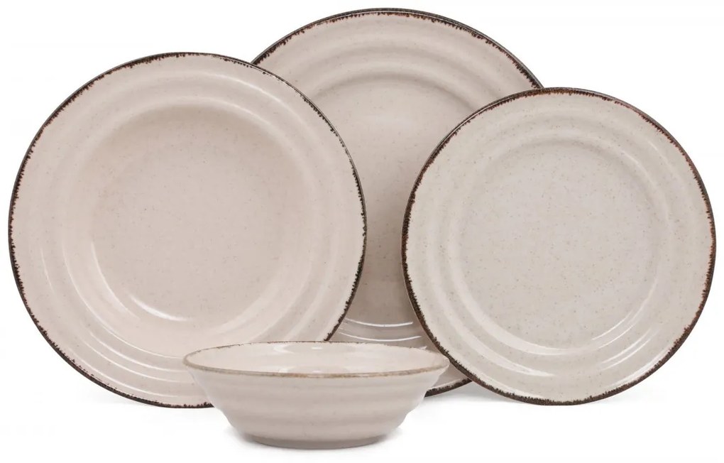 Porcelánová sada 24 kusů talířů Cinnamon I. béžová