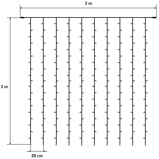 DECOLED LED světelná záclona HOBBY LINE, 2x2m, teple bílá, 200 diod, pouze do interiéru