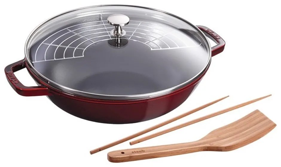 Staub Panvica Wok 30cm vínová 4,19l