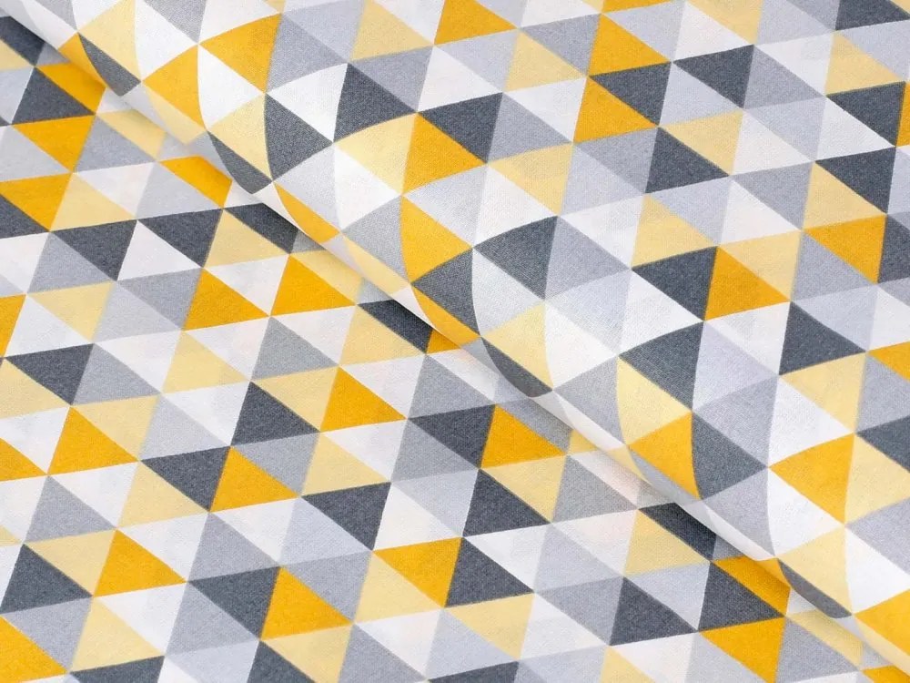 Biante Detský bavlnený záves Sandra SA-108 Žlto-sivé trojuholníčky 150x240 cm