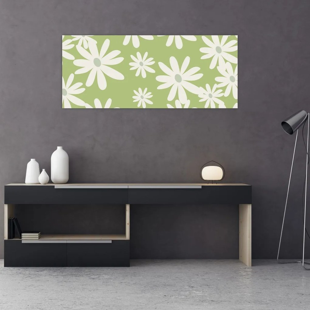 Obraz - Hippies, zelené kvety N⁰1 (120x50 cm)