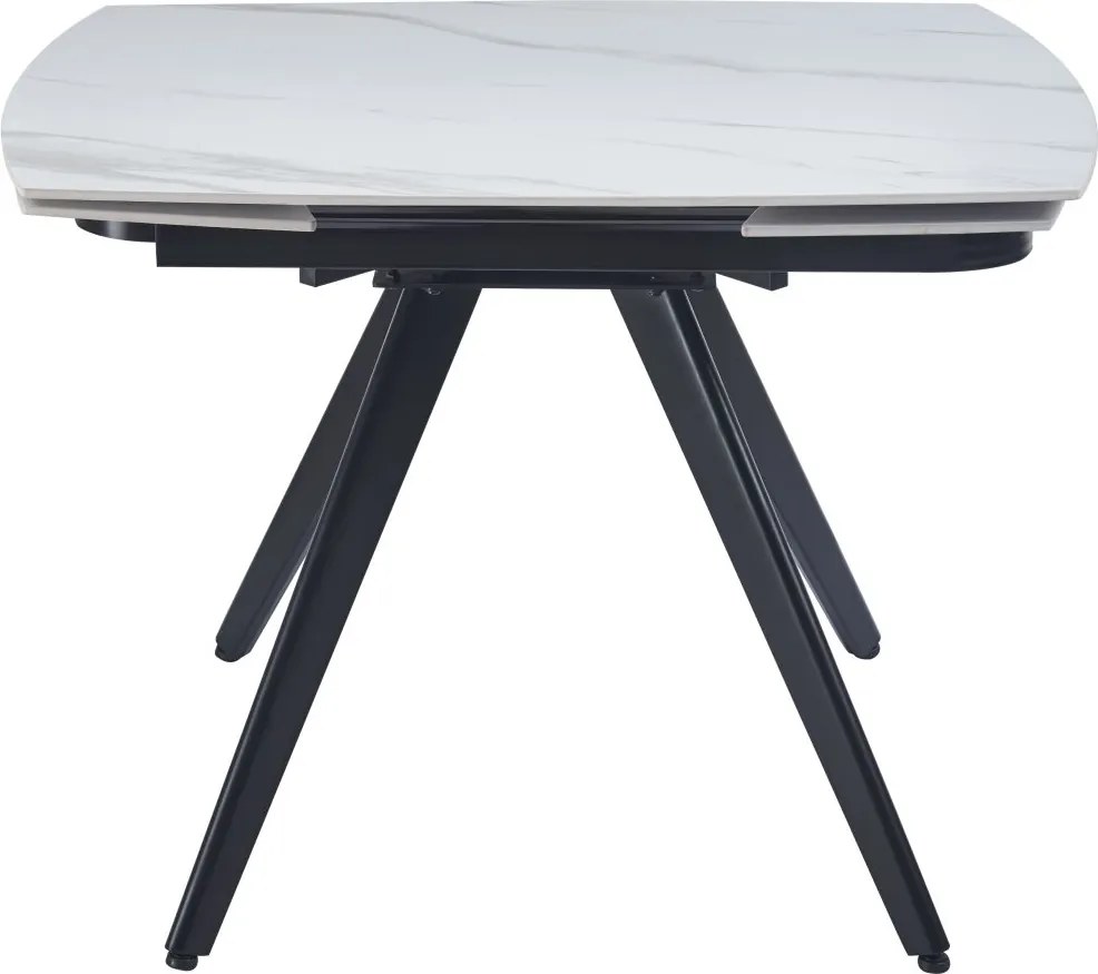 Dekorstudio Rozkladací jedálenský stôl s mramorovou doskou 120-180x80 cm - biely