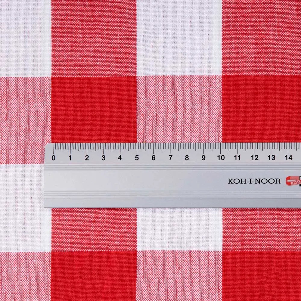 Bavlnená látka Olivia OL-016 Červeno-biela kocka veľká - šírka 150 cm