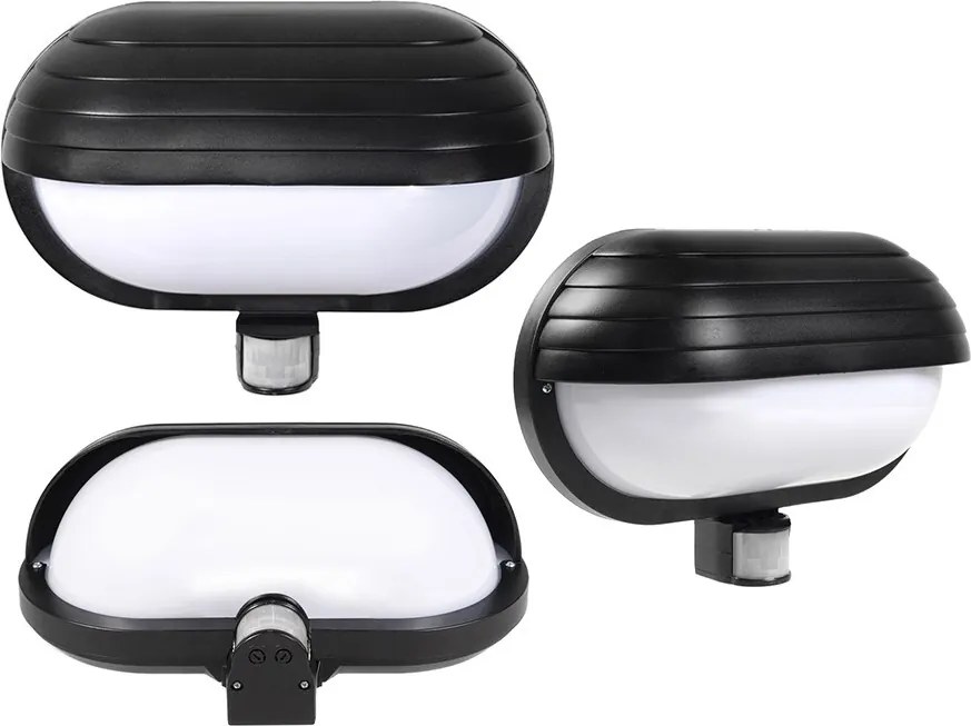 HADEX RIO vonkajšie nástenné svietidlo so senzorom 1xE27/60W/230V/IP44, čierna farba