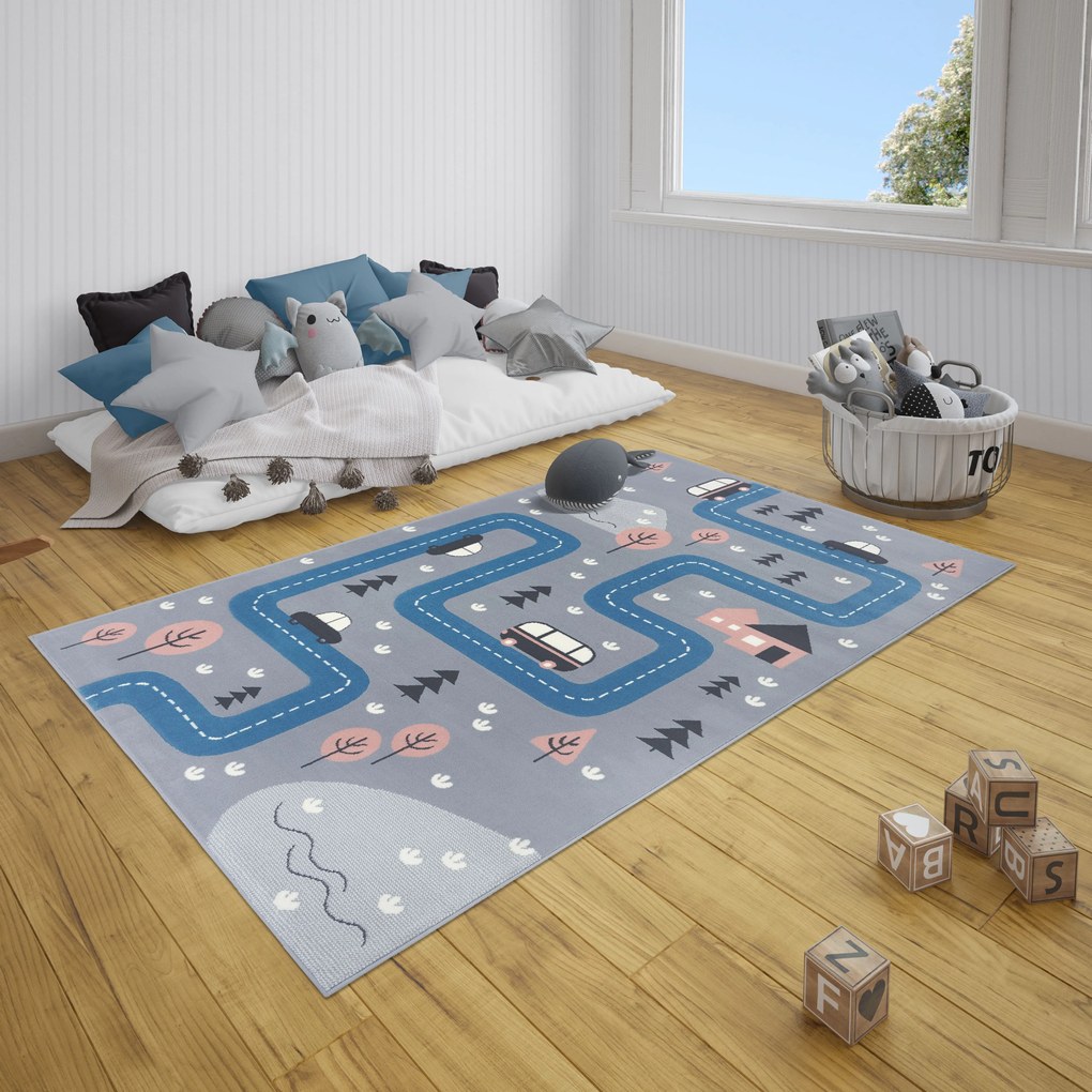 Hanse Home Collection koberce Detský koberec Adventures 104537 Grey / blue - 120x170 cm