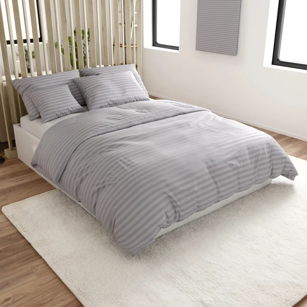 Hotelové obliečky z mikrovlákna JASMINE svetlo sivé - prúžok 2 cm, hotelové vrecko Rozmer obliečky: 70 x 90 cm | 140 x 220 cm