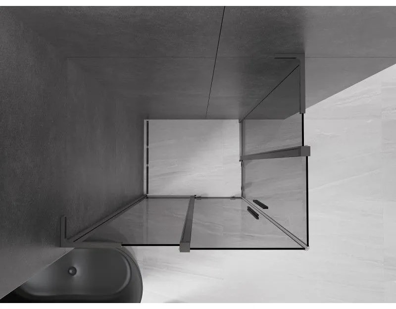 Mexen Velar L Duo, sprchový kút s posuvnými dverami 90 x 80 cm, 8mm šedé sklo, brúsený grafit, 871-080-090-02-43-66
