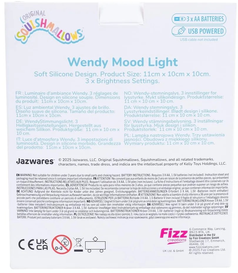 Zelené detské nočné svietidlo Fizz Wendy – SQUISHMALLOWS