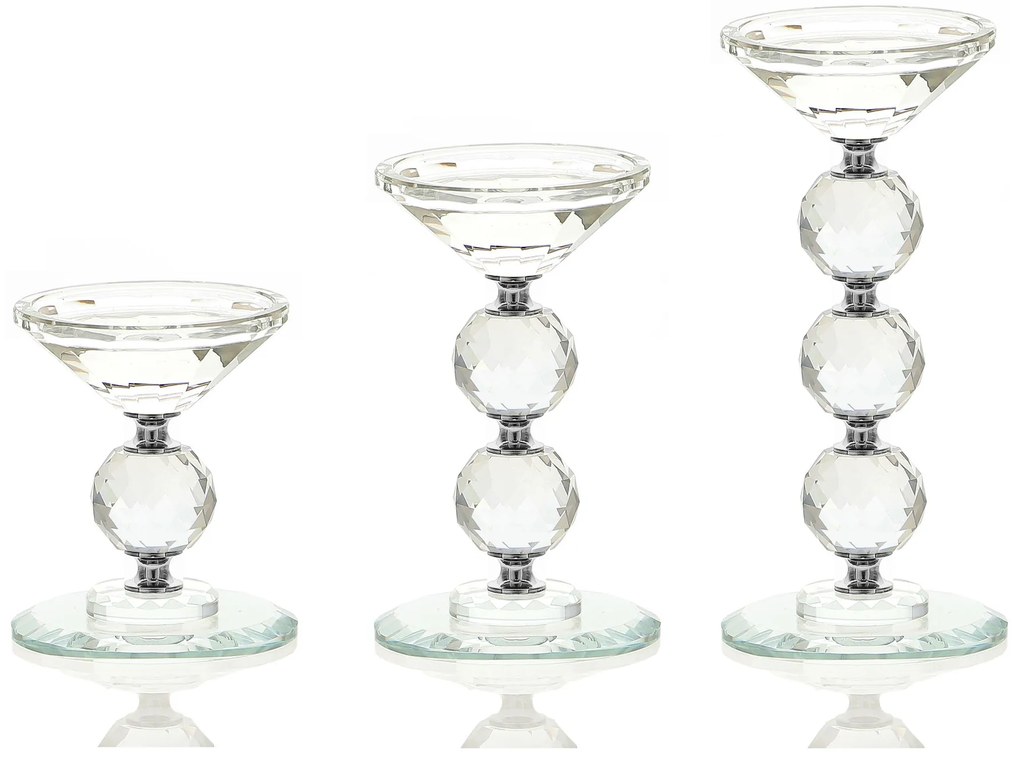Dekorstudio Krištáľový svietnik KANDELABR 11cm - strieborný S