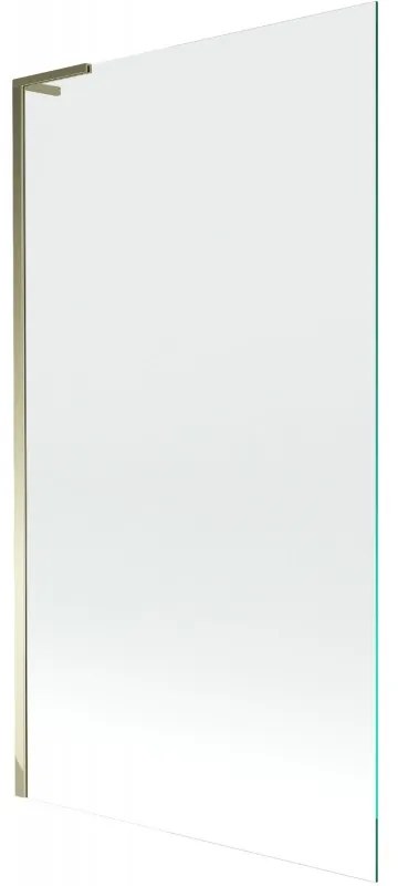 Mexen Next L, 1-krídlová vaňová zástena 100 x 150 cm, 6mm číre sklo, zlatý lesklý profil, 895-100-000-03-00-50