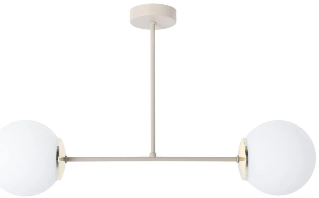 Stropné svietidlo Florence, 2x biele sklenené tienidlo, be/g