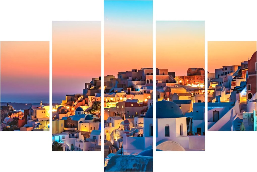 Obraz - Santorini pri zotmení (150x105 cm)