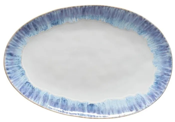 Bielo-modrý kameninový servírovací podnos Costa Nova Brisa, dĺžka 41 cm