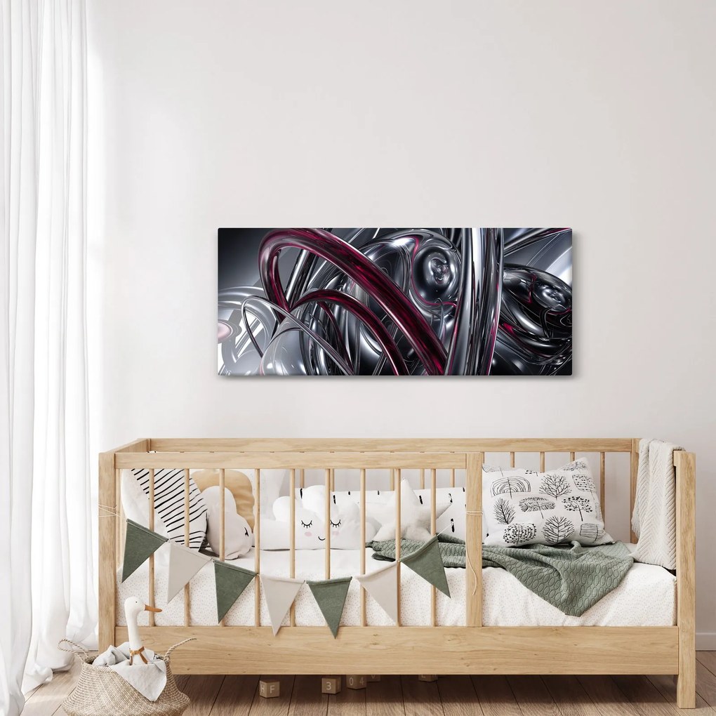 Obraz sivej abstrakcie (120x50 cm)