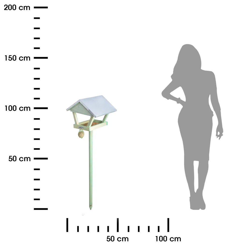 Zapichovacie kŕmidlo pre vtáky Terry, 113x31,5x26,5 cm, drevo, zelená