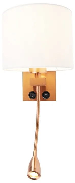 Art Deco nástenná lampa medená s bielym tienidlom - Brescia