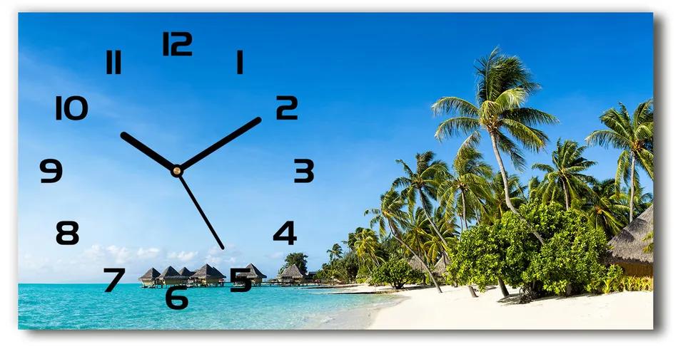 Vodorovné Sklenené hodiny na stenu Pláž Karibské ostrovy pl_zsp_60x30_f_112295720
