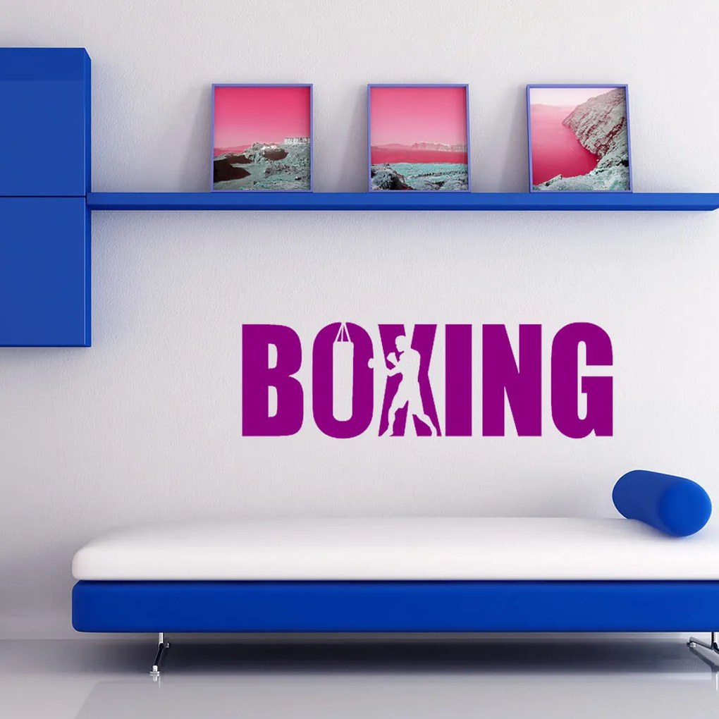 Veselá Stena Samolepka Nápis boxing Farba: bílá, Veľkosť: 100 x 29 cm