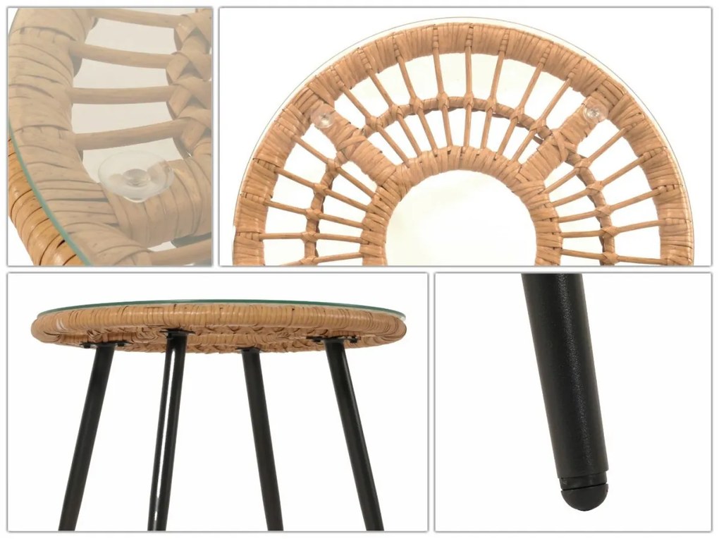 Súprava 2 kresielok a stolíka HWC-N33 - prírodná farba, čalúnenie svetlosivá