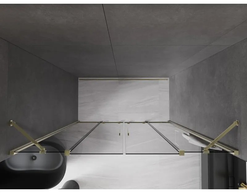 Mexen Velar Duo, posuvné sprchové dvere do otvoru 180 cm, 8mm šedé sklo, zlatá lesklá, 871-180-000-42-50