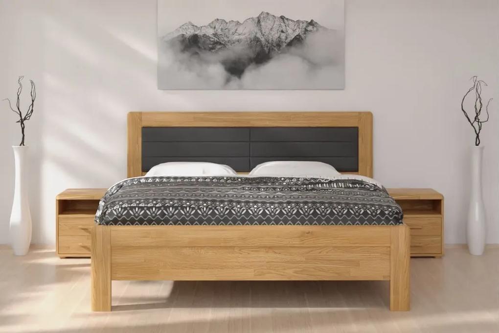 BMB ADRIANA STAR - masívna dubová posteľ s čalúneným čelom 120 x 200 cm, dub masív + čalúnené čelo