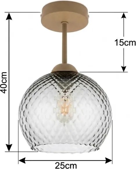 BRILAGI - LED Prisadený luster R GLASS 1xE27/60W/230V pr. 25 cm béžová/dymovo-šedá