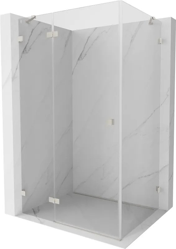 Mexen Lunar, 1-krídlový sprchový kút, ľavý, 90 x 80 cm, 8mm číre sklo, brúsená oceľ profil, 834-090-080-97-00-L