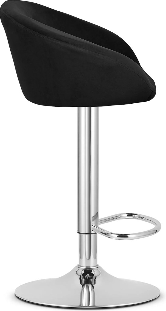 Barová stolička EAST čierny zamat / chrómová podnož