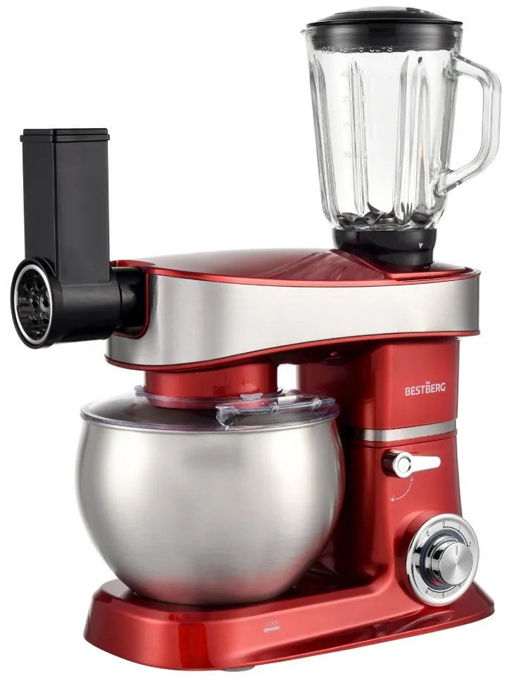 Multifunkčný kuchynský robot BestBerg BBR-2000R / 2000 W / 6 l / 6 rýchlostí / červená