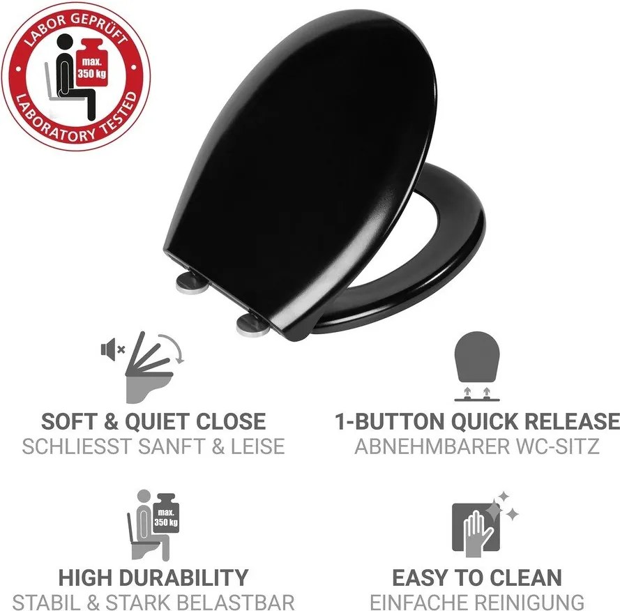 Záchodová doska s automatickým zatváraním 37 x 44,5 cm Rieti – Wenko