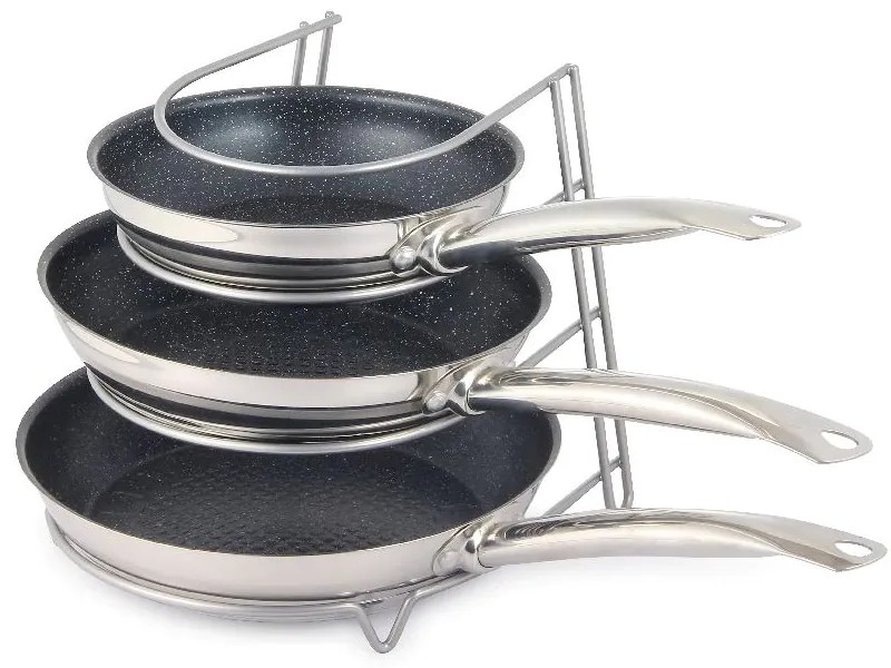 CONFORTIME Držiak, stojan na pokrievky, panvice, dosky, plechy - 4 pozície, nerezový