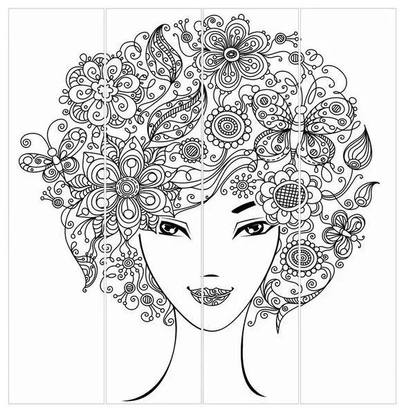 MANUFACTURER -  Súprava posuvnej záclony - Kvety vo vlasoch - 4 panely