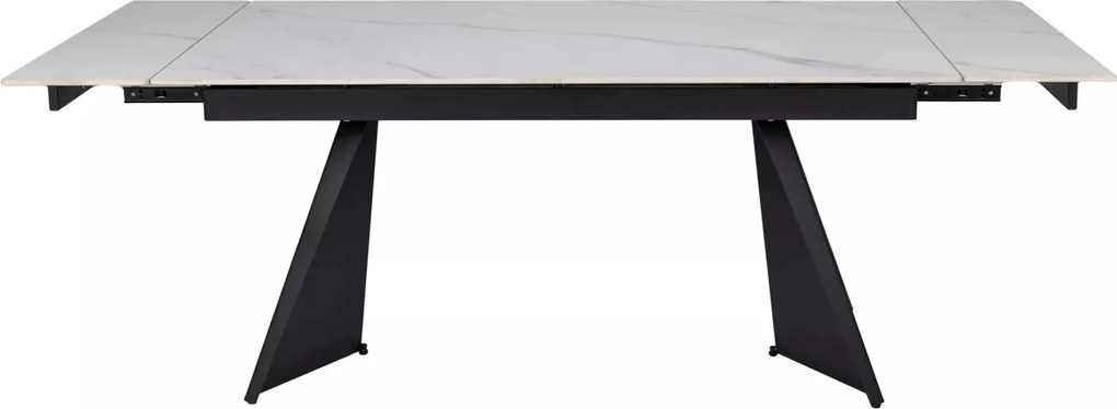 Jedálenský rozkladací stôl Laconi 160/220 cm keramika biely mramor/čierny
