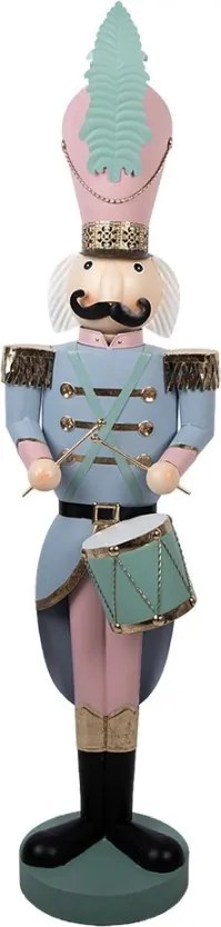 Kovová dekorácia Luskáčik Nutcracker s bubienkom - 37*40*129 cm