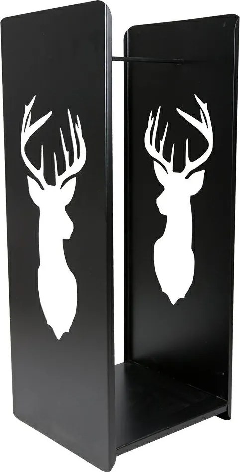 Kovový stojan na drevo Deer, 40x100 cm, čierna