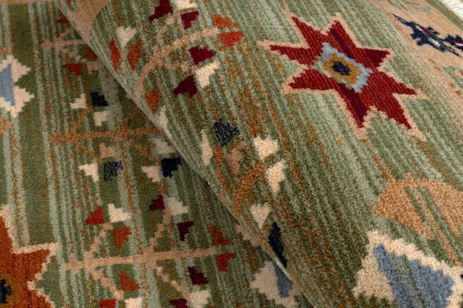 Koberec KESHAN, strapce 6902/53533 zelený / terakota