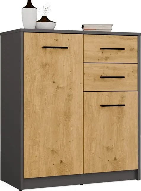 Komoda SIMPLO 2D2S 74 cm antracitová/dub artisan