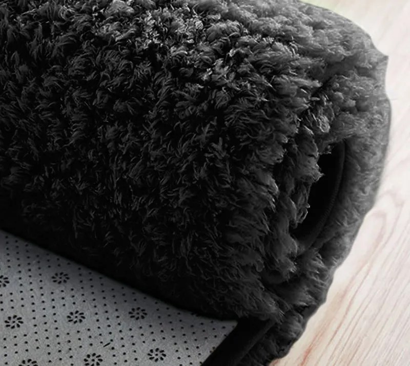 Okrúhly koberec Alpaka v čiernej farbe – mäkký a moderný Rozmer: 80 cm