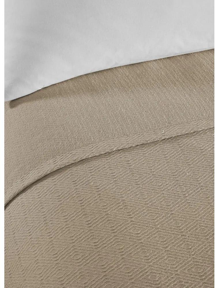 Béžový bavlnený pléd na dvojlôžko 200x230 cm Serenity – Mijolnir