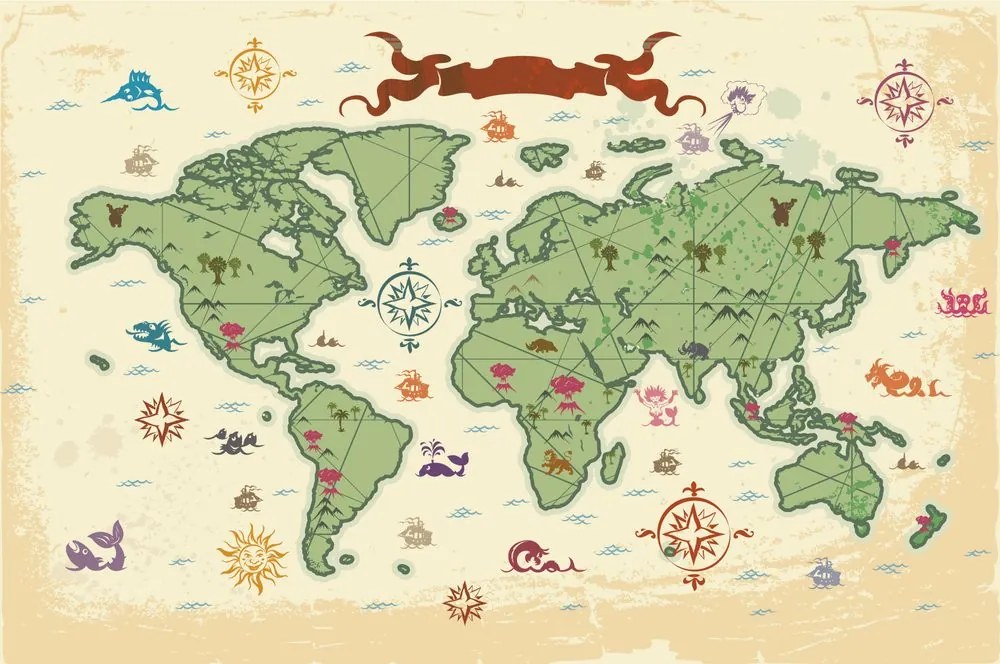 Samolepiaca tapeta rozprávková mapa sveta