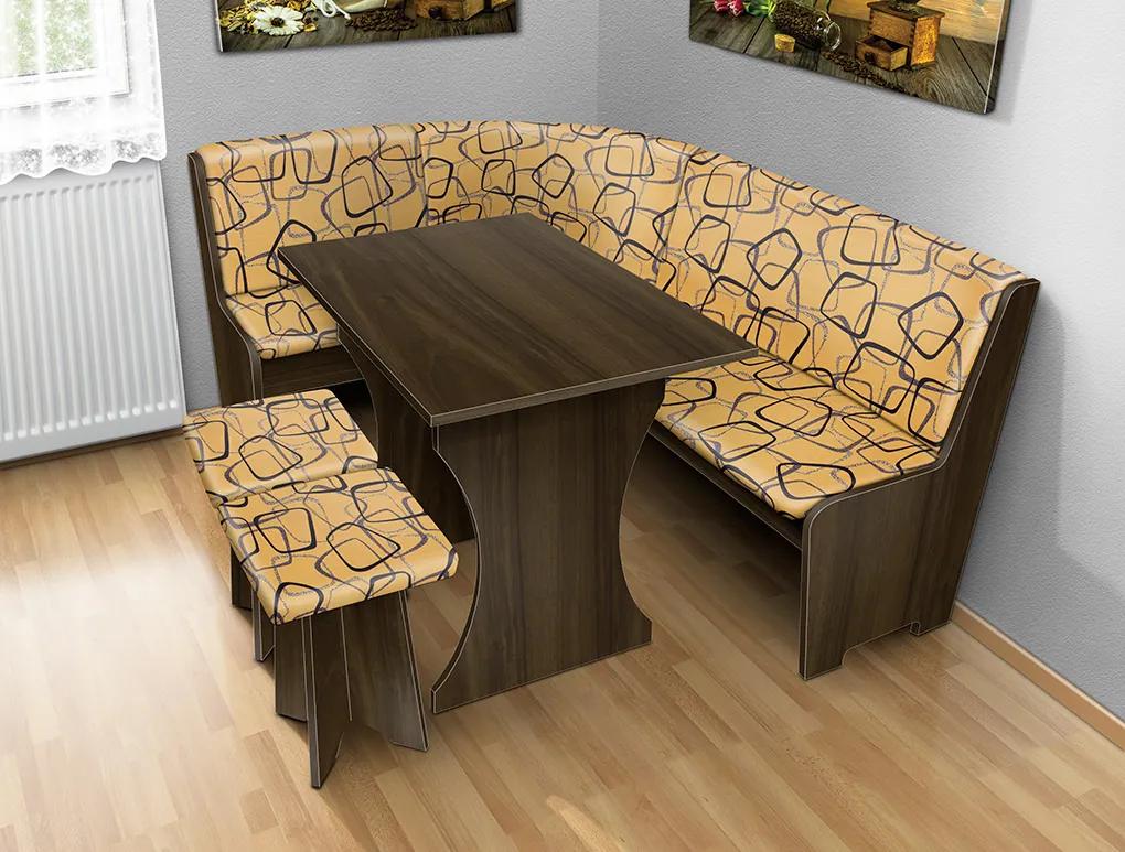 Nabytekmorava Jedálenská rohová lavica sa štokrlemi a stolom farba lamina: Antracit, čalúnenie vo farbe: Mega 017 hnedá
