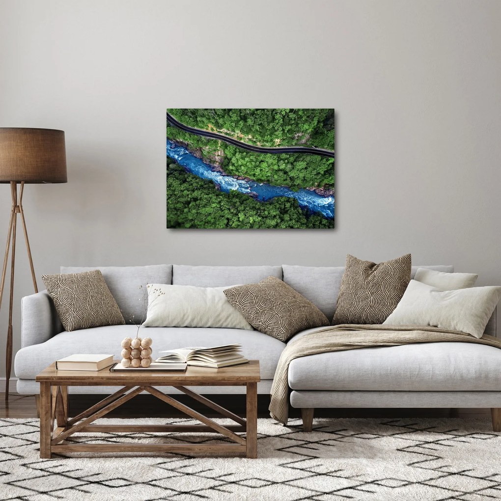 Obraz - Rieka medzi horami, Kaukaz, Rusko (70x50 cm)