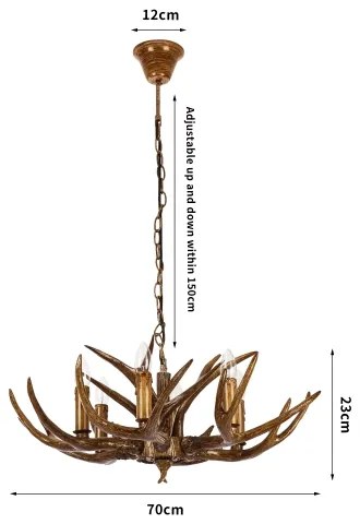 Brilagi - Luster na reťazi DEER 6xE14/10W/230V pr. 70 cm parohy