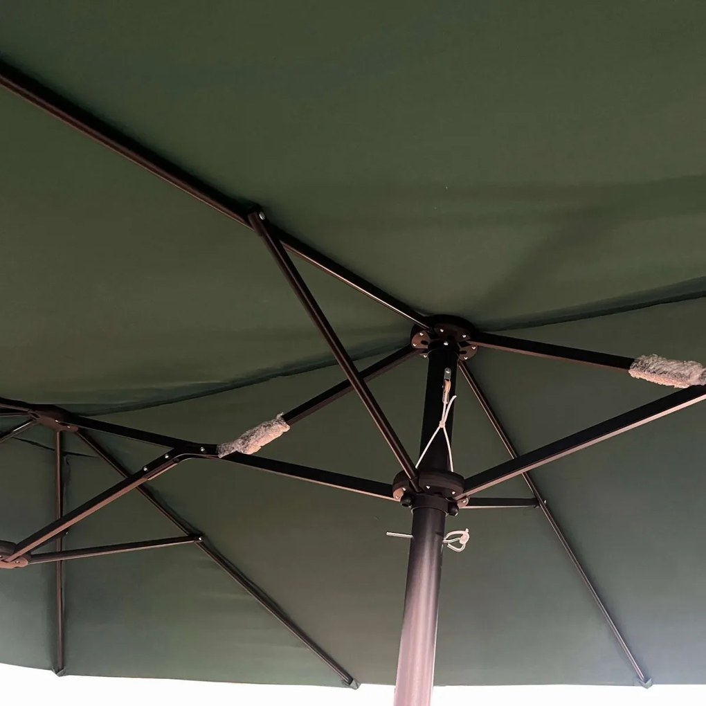 Dvojitý zahradní slunečník TILIA 460x270 cm tmavě zelený