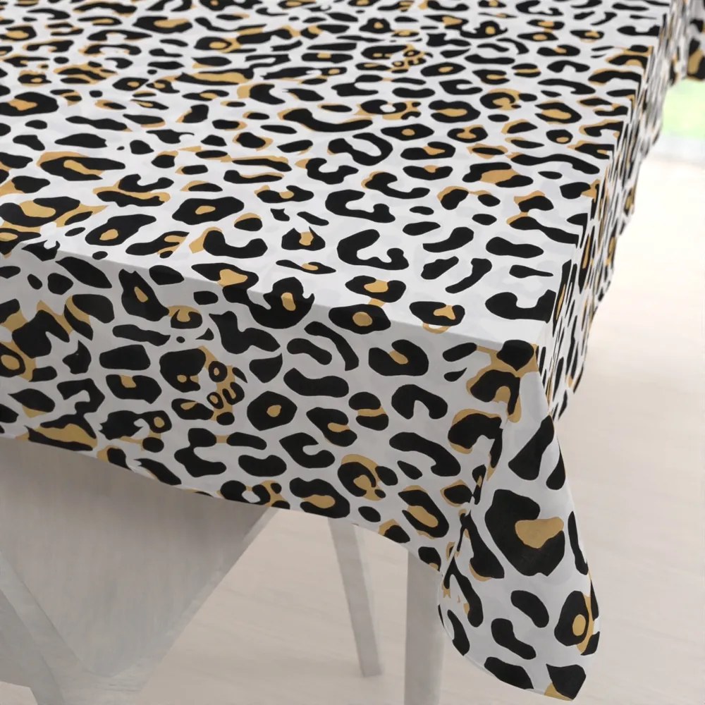 Biante Bavlnený obdĺžnikový obrus Sandra SA-409 Leopardí vzor na bielom 80x120 cm