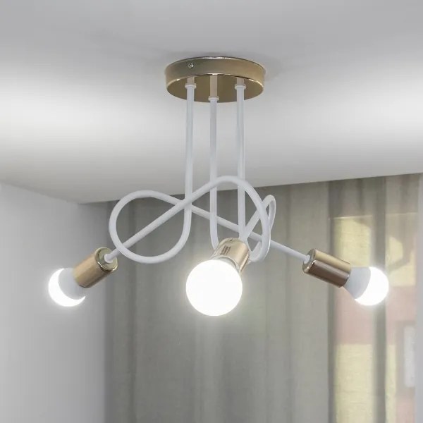 Prisadený luster OXFORD 3xE27/15W/230V zlatá/biela