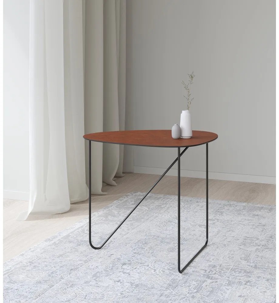 Koňakovohnedý kovový konferenčný stolík 44x50 cm Curve L Bull – LIND DNA