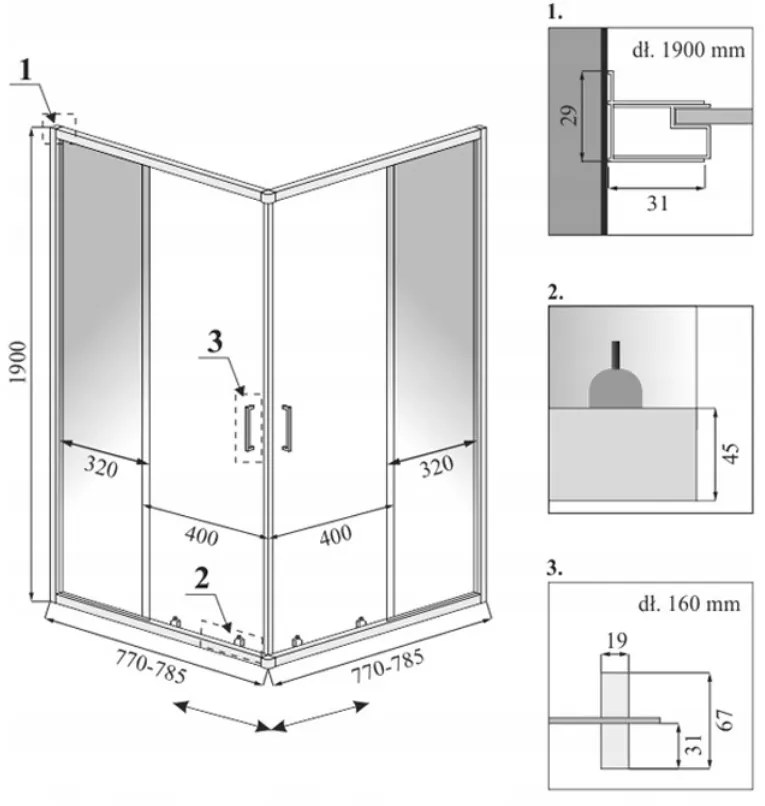 Calani Vito, sprchovací kút s posuvnými dverami 80 (dvere) x 80 (dvere) x 190 cm, 5/4 mm číre sklo, čierny profil, CAL-K6002