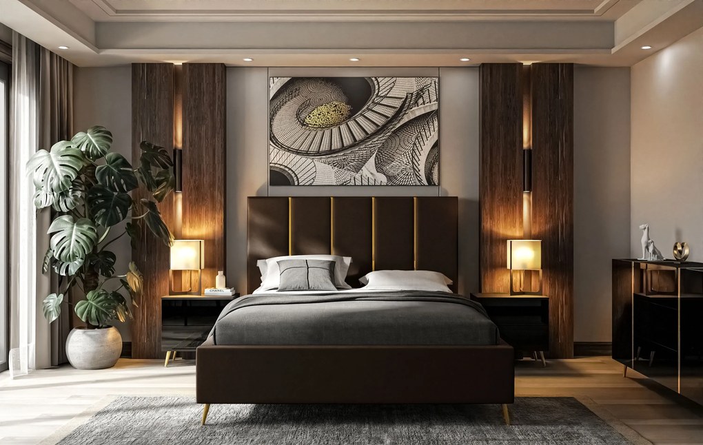 Dizajnová manželská posteľ TIFF 180x200 šedá zamatová látka Farba: Šedá, Veľkosť: 180 x 200 cm