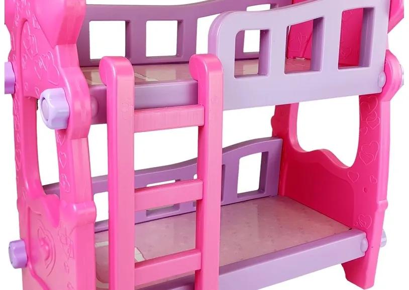 LEAN TOYS Poschodová posteľ pre bábiky - ružová